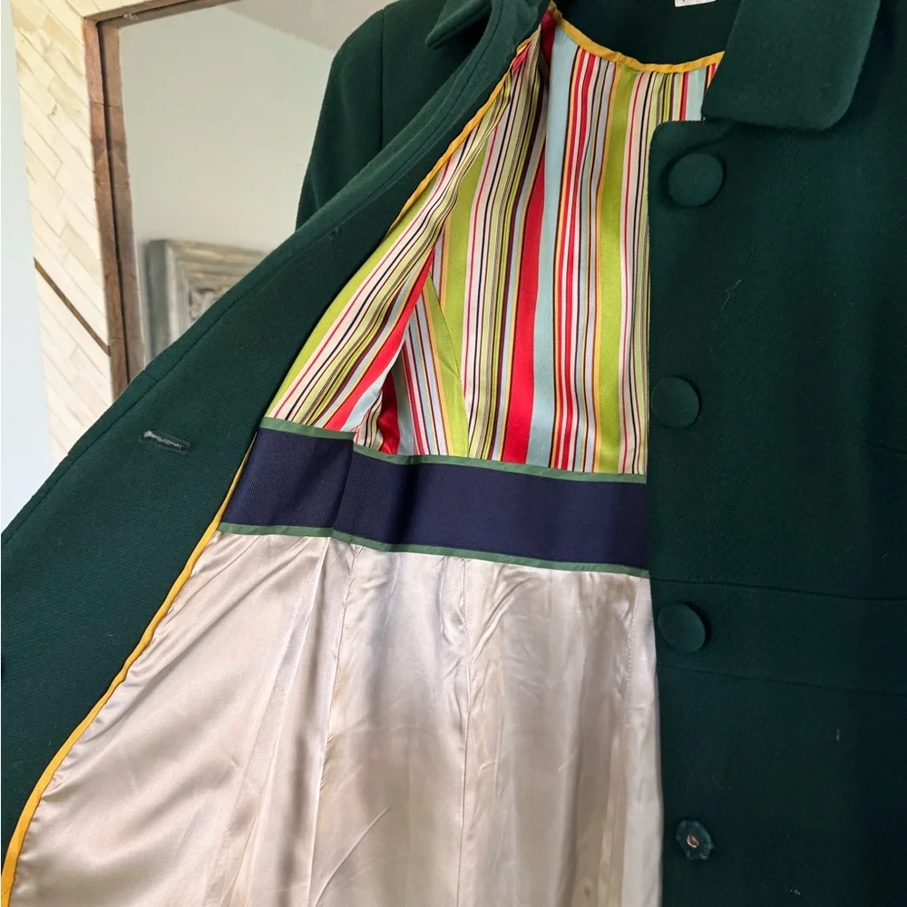 Chic Forest Green Dress Coat for Women - Picture 5 of 5